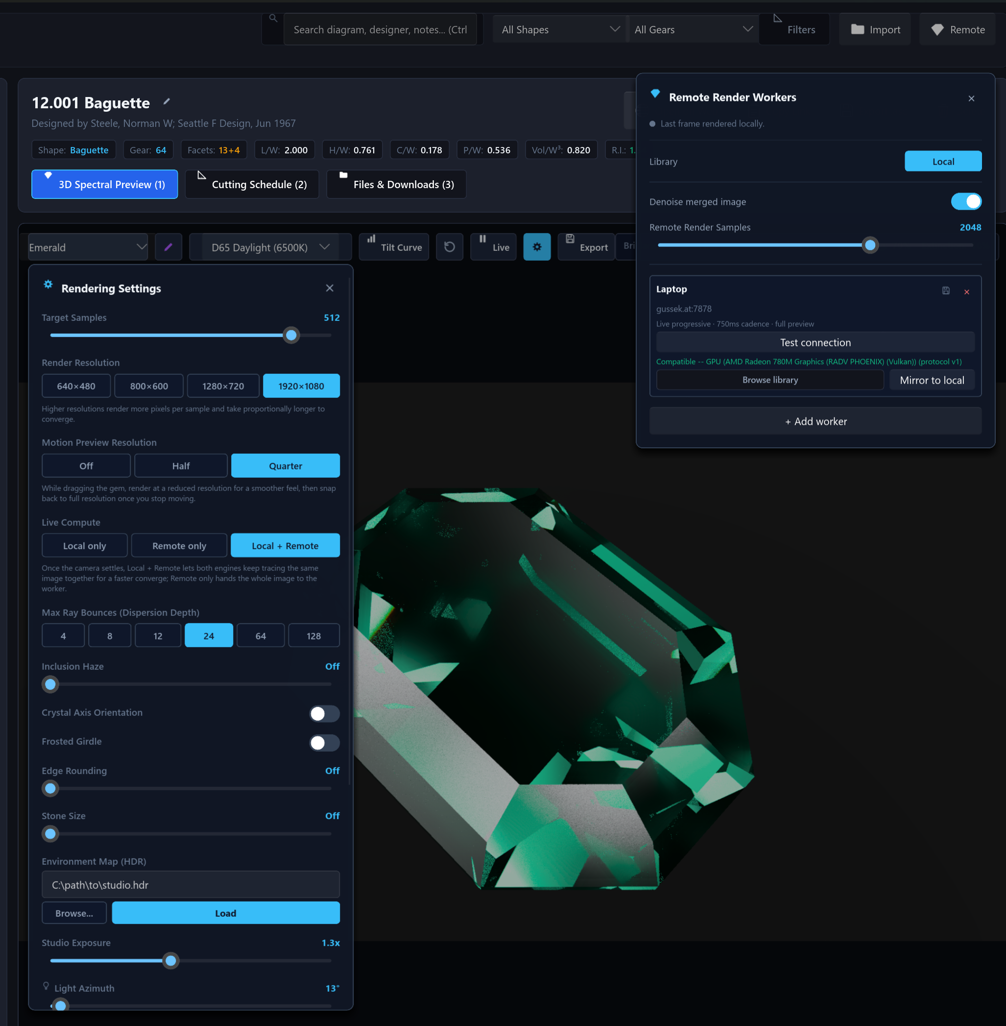 Settings and Render Quality Dialog